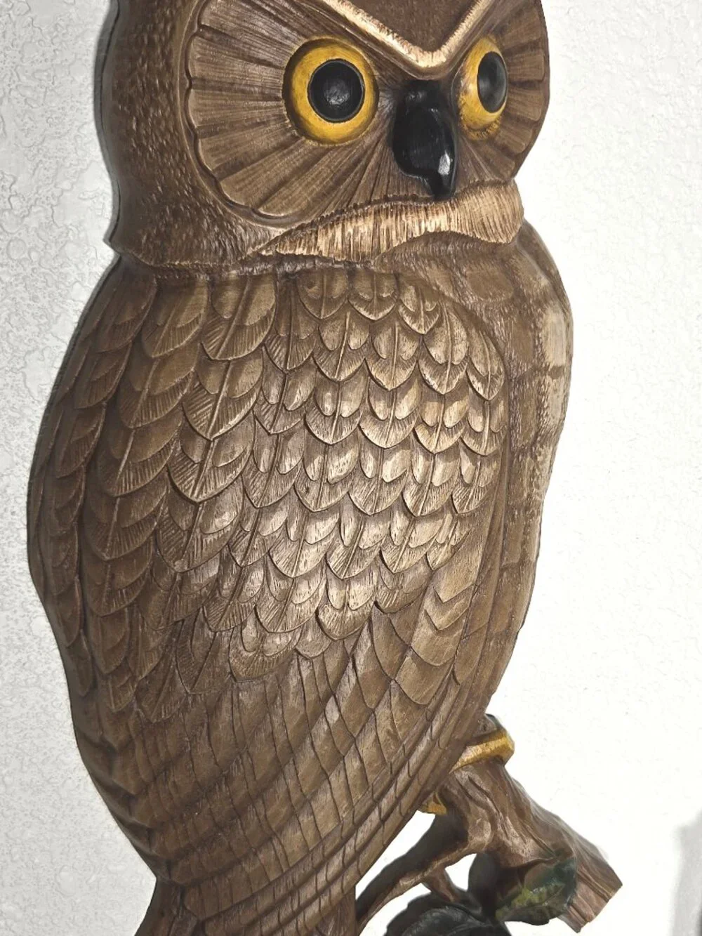 Vintage Syroco Owl Wall Art 1966 MCM Faux Wood Owl Hanging 60s Lodge Wall Decor